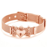 Crystal Heart Anchor Gold Charm Bracelet Bangle