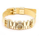 Crystal Heart Anchor Gold Charm Bracelet Bangle