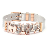 Crystal Heart Anchor Gold Charm Bracelet Bangle