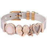 Crystal Heart Anchor Gold Charm Bracelet Bangle