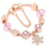 Heart & Key Pendant Rose Gold Charm Bracelet