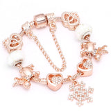 Heart & Key Pendant Rose Gold Charm Bracelet