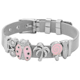 Crystal Heart Anchor Gold Charm Bracelet Bangle