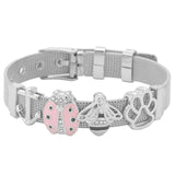 Crystal Heart Anchor Gold Charm Bracelet Bangle