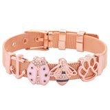 Crystal Heart Anchor Gold Charm Bracelet Bangle