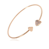 Crystal Heart Anchor Gold Charm Bracelet Bangle