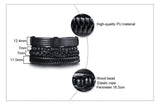 Vnox BLACK Mens Bracelet - 4 Pc Set