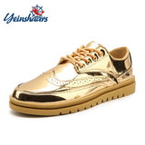 YEINSHAARS Gold Brogue Casual Leather Shoe