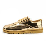 YEINSHAARS Gold Brogue Casual Leather Shoe