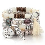 Crystal Love Beaded Charm Bracelet