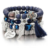 Crystal Love Beaded Charm Bracelet